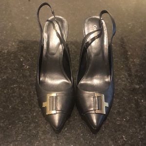 Black Calvin Klein Sling-back Pumps with Buckles